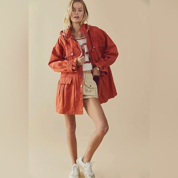 NWT FREE PEOPLE NocturneOversized Parka Hooded JacketSpiced Brandy M $198